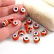 Artisan Handmade Turkish Evil Eye Beads, Orange Tiny 4Pc Dg