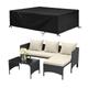 3 Pieces Outdoor PE Rattan Furniture Chaise Conversation Set with Loveseat Sofa, Black / With Cover