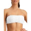 Moontide Womens Metallic Chic Triangle Bikini Top White Polyamide - Size Small