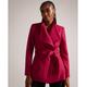 Ted Baker Womens Rytaa Short Belted Wool Wrap Coat, Deep Pink - Size 14 UK