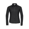 Russell Athletic Collection Ladies/Womens Long Sleeve Poly-Cotton Easy Care Fitted Poplin Shirt (Black) - Size X-Small