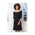 Sosandar Womens Black Bardot Stripe Detail Knitted Midi Dress - Size 8 UK