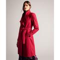 Ted Baker Womens Sandra Midi Belted Wool Wrap Coat, Deep Pink - Size 12 UK
