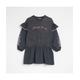 River Island Girls Skater Dress Grey Contrast Frill Floral - Dark Grey Cotton - Size 9-10Y