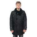 Infinity Leather Mens Double Breasted Sheepskin Reefer Coat-Candon - Black - Size 5XL