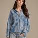 Lucky Brand Highest Quality Patchwork Button Down - Women's Clothing Button Down Tops Shirts in Indigo Patchwork, Size XL