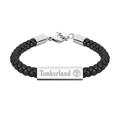 Timberland BAXTER LAKE Herren Armband aus Edelstahl Silber und Leder Schwarz, Länge: 18,5cm + 2,5cm, TDAGB0001804