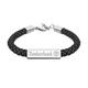 Timberland BAXTER LAKE Herren Armband aus Edelstahl Silber und Leder Schwarz, Länge: 18,5cm + 2,5cm, TDAGB0001804