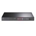 TP-LINK (TL-SL1218MP) 16-Port 10/100Mbps 2-Port GB Unmanaged PoE Switch 2 combo GB SFP Slots 16-Port PoE Rackmountable