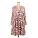 Torrid Casual Dress - Mini V-Neck 3/4 sleeves: Pink Print Dresses - Women's Size 1X Plus