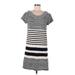 Maeve Casual Dress - Shift Scoop Neck Short sleeves: Gray Stripes Dresses - Women's Size Medium