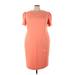 Calvin Klein Casual Dress - Sheath Crew Neck Short sleeves: Orange Solid Dresses - Women's Size 24