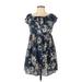 Xhilaration Cocktail Dress - Mini: Blue Floral Dresses - Women's Size Large