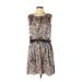 Mossimo Casual Dress - A-Line Scoop Neck Sleeveless: Tan Print Dresses - Women's Size Large
