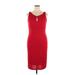 David Meister Casual Dress - Party Keyhole Sleeveless: Red Solid Dresses - Women's Size 14