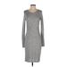 Express Casual Dress - Sheath: Gray Solid Dresses - Women's Size Small