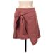 Topshop Casual A-Line Skirt Knee Length: Burgundy Print Bottoms - Women's Size 6