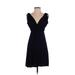 Aqua Casual Dress - Party V-Neck Short sleeves: Blue Print Dresses - Women's Size X-Small