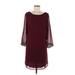 Lots of Love Casual Dress - Shift: Burgundy Solid Dresses - Women's Size 13