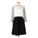 Ann Taylor LOFT Casual Dress - A-Line High Neck Long sleeves: White Color Block Dresses - Women's Size 6