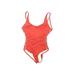 Carmen Marc Valvo Swimwear One Piece Swimsuit: Red Print Swimwear - Women's Size 12