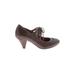 indigo by Clarks Heels: Pumps Chunky Heel Classic Brown Solid Shoes - Women's Size 6 1/2 - Round Toe