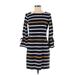 Ann Taylor Factory Casual Dress Crew Neck 3/4 sleeves: Blue Stripes Dresses - Women's Size Small