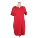 Talbots Casual Dress - Mini V-Neck Short sleeves: Red Print Dresses - Women's Size X-Large
