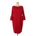 Calvin Klein Casual Dress - Shift Crew Neck 3/4 sleeves: Red Print Dresses - Women's Size 20