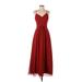 Azazie Cocktail Dress - A-Line V-Neck Sleeveless: Burgundy Solid Dresses - Women's Size 0