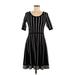 Danny And Nicole Casual Dress - Fit & Flare: Black Grid Dresses - Women's Size Medium