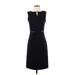 Donna Rae Casual Dress - Sheath Keyhole Sleeveless: Black Print Dresses - Women's Size 4