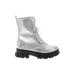 Boots: Combat Chunky Heel Casual Silver Print Shoes - Women's Size 41 - Round Toe