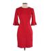 Banana Republic Cocktail Dress - Sheath Crew Neck 3/4 sleeves: Red Solid Dresses - Women's Size 0