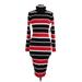 No Boundaries Casual Dress - Midi Turtleneck Long sleeves: Red Print Dresses - New - Women's Size Large