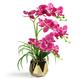 SAN MU Orchids Artificial Flowers, Fake Orchid Fake Plants & Flowers in Vase, Faux Orchid Plants for Home Decor, Artificial Orchid Flowers for Home Decor Indoor, Fuchsia Flowers with Gold Vase, 19”