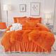 LIFEREVO Luxury Plush Shaggy Duvet Cover Set, Soft Velvet Fluffy Furry Duvet Cover Set(1 Faux Fur Fuzzy Comforter Cover + 2 Pompoms Pillow Cases) Bedding Set, Zipper Closure(Twin/Twin XL, Orange)