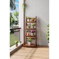 4 Layer Rustic Wooden Foldable Ladder Shelf for Plants