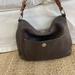 Coach Bags | Coach Chelsea Brown Pebbled Leather Shoulder Bag Purple Stitching Turn Lock | Color: Brown/Purple | Size: Os