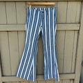 Free People Jeans | Free People Jeans Striped Bell Bottom Jeans Festival Bohemian Flared Pat | Color: Blue/White | Size: 27