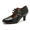 omthaka Women's Jessy Dress Mary Jane Shoes Round Toe Low Heels Wedding Office Work Pumps, Black, 9.5