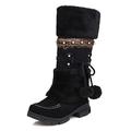 Women Plush High Boots Ankle Boots Warm Winter Snow Boots High Boots Ladies Round Toe Snow Boots Winter Biker Boot Warm Non-Slip Sole PU Leahter (Black 3 UK)