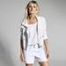 Athleta Jackets & Coats | Athleta Sahara Linen Moto Jacket White Size Xs | Color: White | Size: Xs