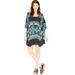 Free People Dresses | Free People Heart Of Gold Blue Animal Print Drape Sleeves Babydoll Dress Medium | Color: Black/Blue | Size: M