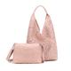 ITALYSHOP24 OBC Women's Bag XXL Set 2-in-1 Shopper Hobo Bag Shoulder Bag Cross Over Body Bag Shoulder Bag Handbag Leather Look, Pink V1, ca.: 40x57(mit Henkel)x11 (BxHxT)