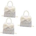 Holibanna 3pcs Satchel Toddler Crossbody Bags Girly Gifts Little Girl Wallet Bow Purse Cute Messenger Bag Kids Wallets Organizer Tote Bag Baby Cotton Linen Girl Child White Pearl Accessories