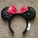 Disney Accessories | Disney | Original Disney Parks Black Sequin Minnie Mouse Ears Headband Red Bow | Color: Black/Red | Size: Os