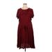 ELOQUII Casual Dress - Mini Crew Neck Short sleeves: Burgundy Solid Dresses - New - Women's Size 20 Plus