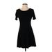 Forever 21 Casual Dress - A-Line Scoop Neck Short sleeves: Black Solid Dresses - Women's Size Small