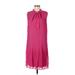 DKNY Cocktail Dress - Shift Tie Neck Sleeveless: Pink Solid Dresses - Women's Size 10